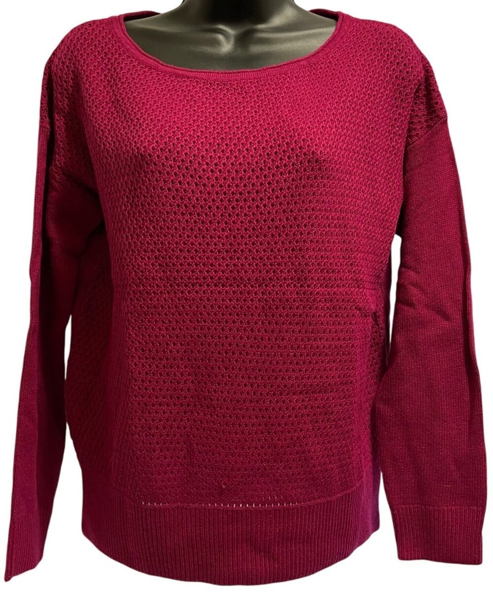 NWT Ann Taylor The Loft Magenta Open Knit Sweater - Medium